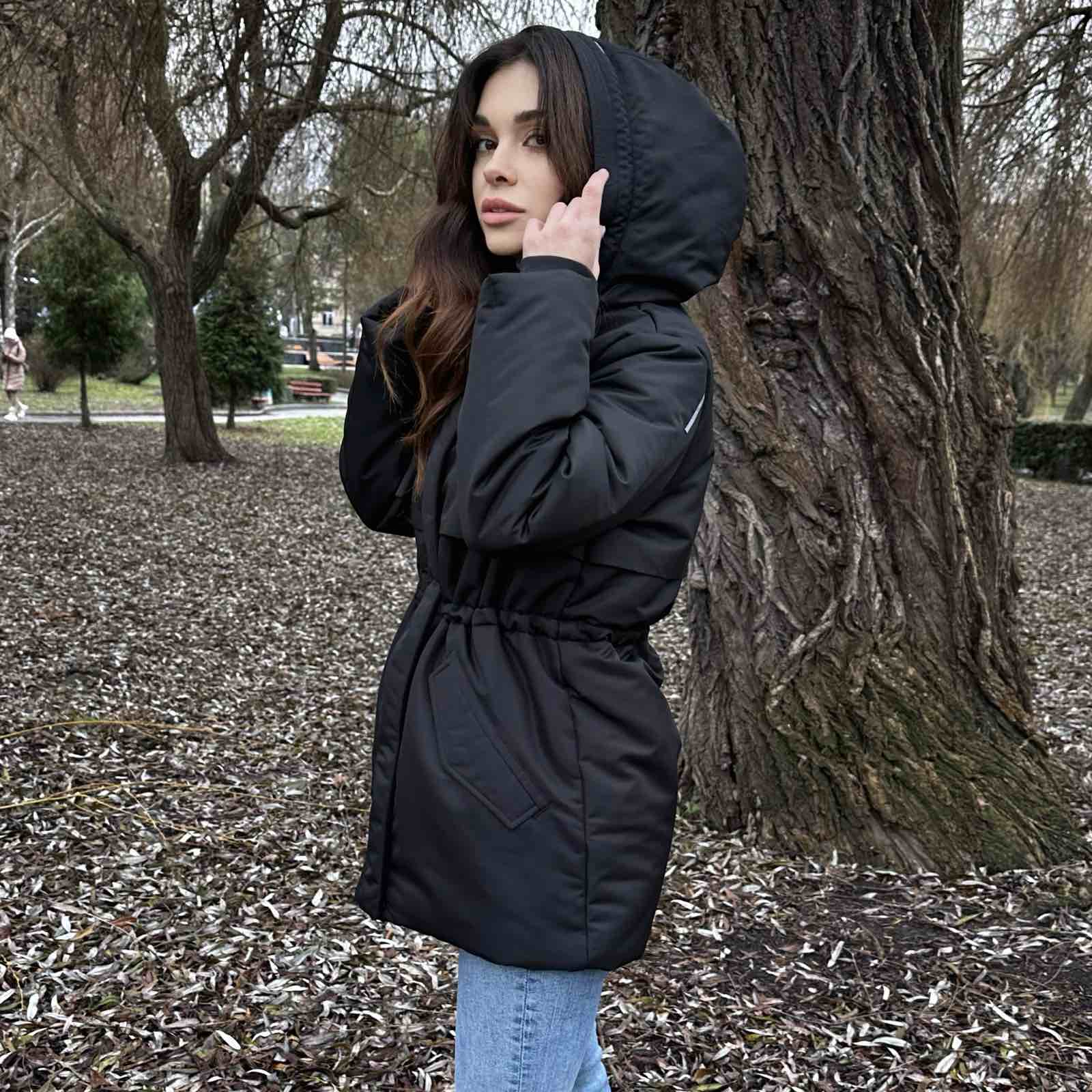 Куртка зимов з утяжкою середньої довжини колір чорний